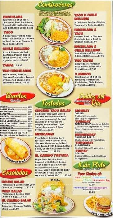 El Camino Mexican Grill - Whittier, CA menu_pic