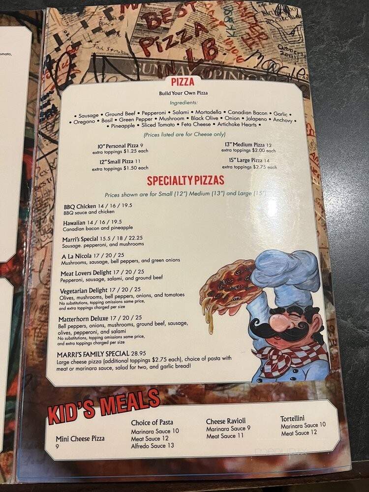 Marri's Pizza & Italian Restaurant - Long Beach, CA menu_pic