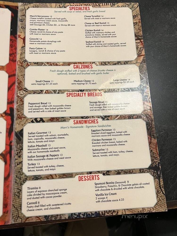 Marri's Pizza & Italian Restaurant - Long Beach, CA menu_pic