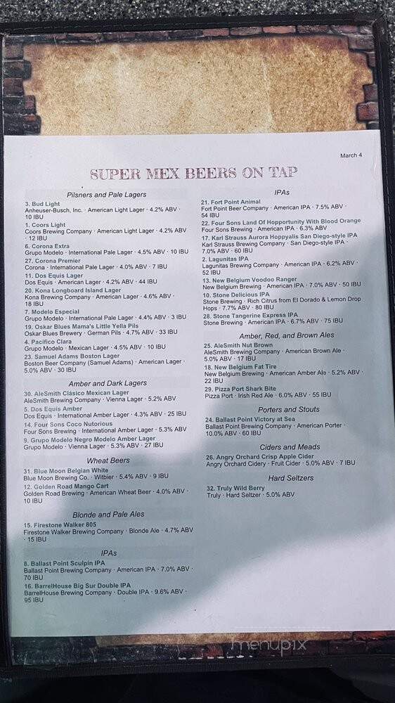 Super Mex - Huntington Beach, CA menu_pic