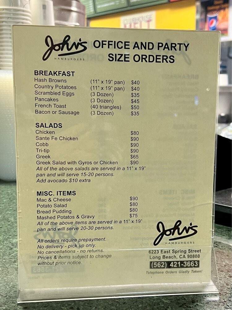 John's Hamburgers - Long Beach, CA menu_pic