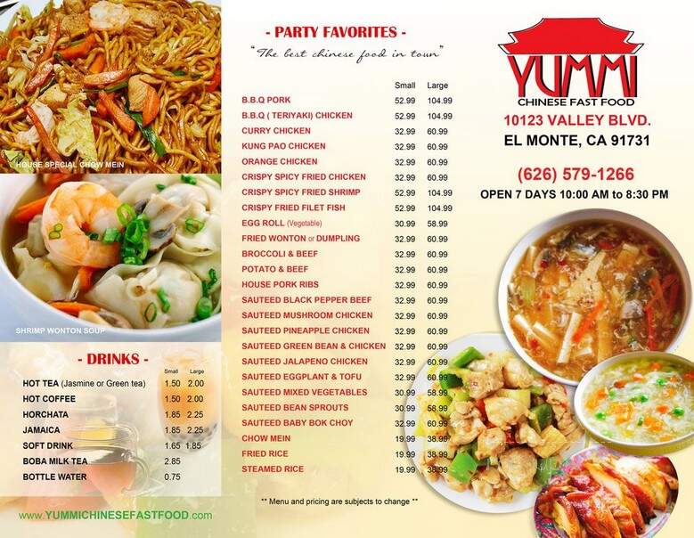 Yummi Chinese Fast Food - El Monte, CA menu_pic
