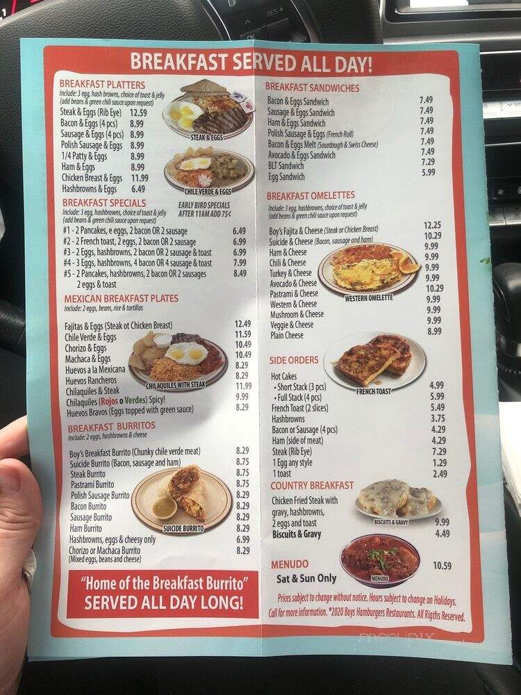 Boy's Hamburgers - Santa Ana, CA menu_pic