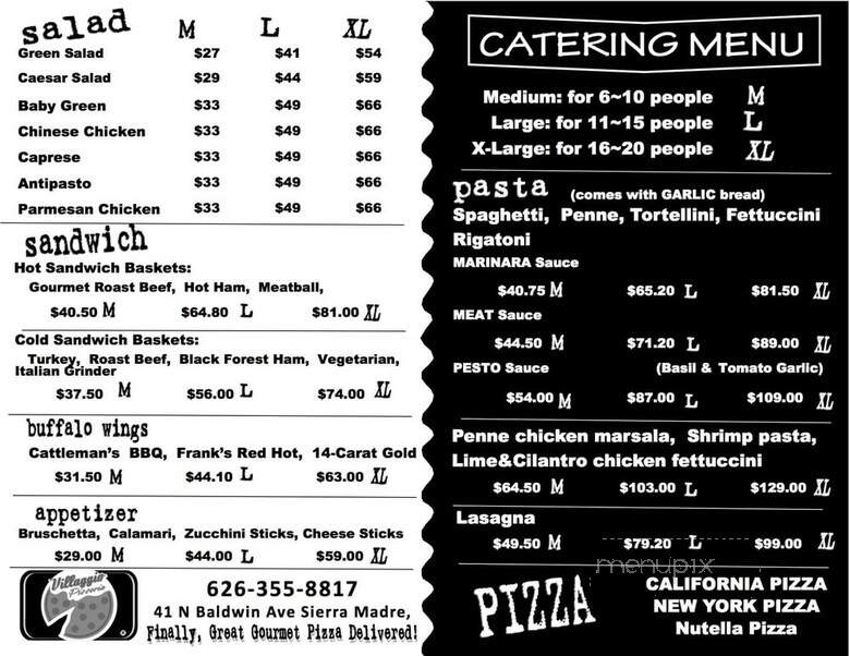 Village Pizzeria - Sierra Madre, CA menu_pic
