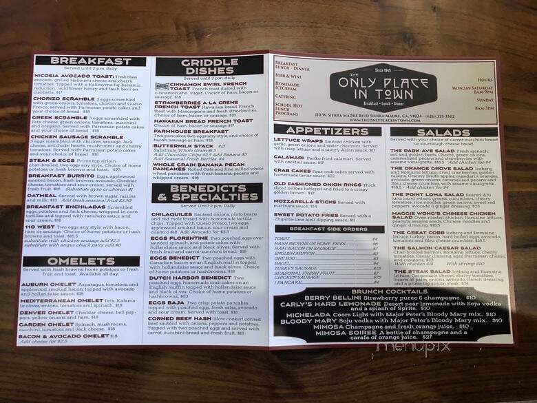 Barney's Ltd - Sierra Madre, CA menu_pic