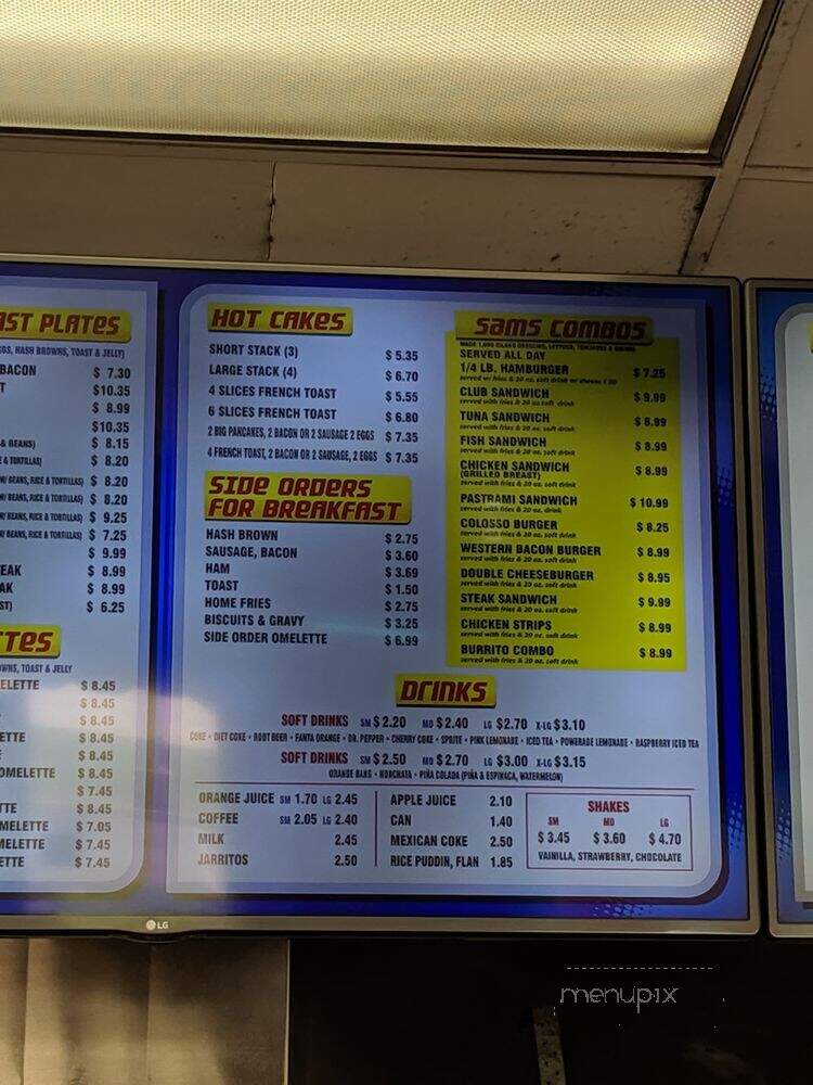 Sam's Burgers - La Mirada, CA menu_pic