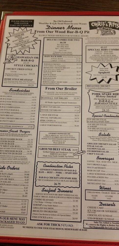 Chris' & Pitt's Restaurant - Whittier, CA menu_pic