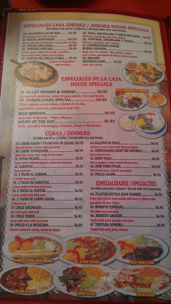 Casa Jimenez Restaurant - Pico Rivera, CA menu_pic