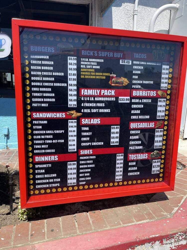 Rick's Drive In & Out - Whittier, CA menu_pic