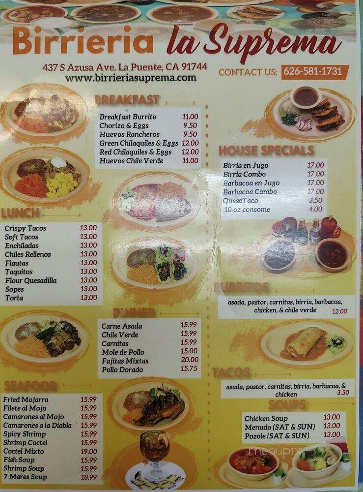 Birrieria Suprema - La Puente, CA menu_pic
