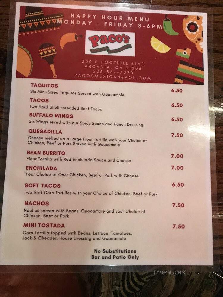 Paco's Mexican Restaurant - Arcadia, CA