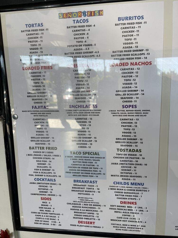 Senor Fish - South Pasadena, CA menu_pic