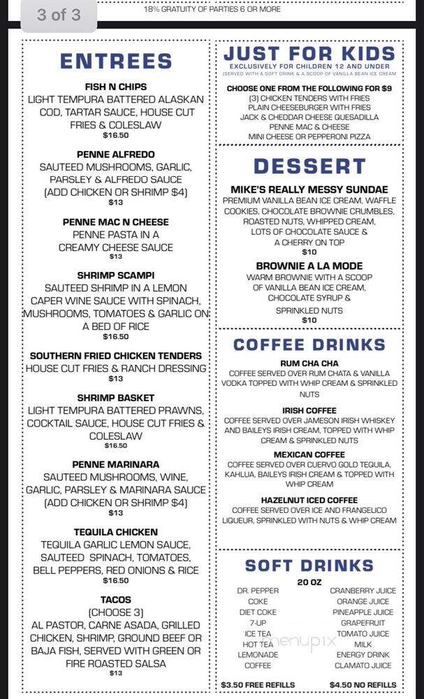 Michael's Sports Pub & Grill - Westminster, CA menu_pic