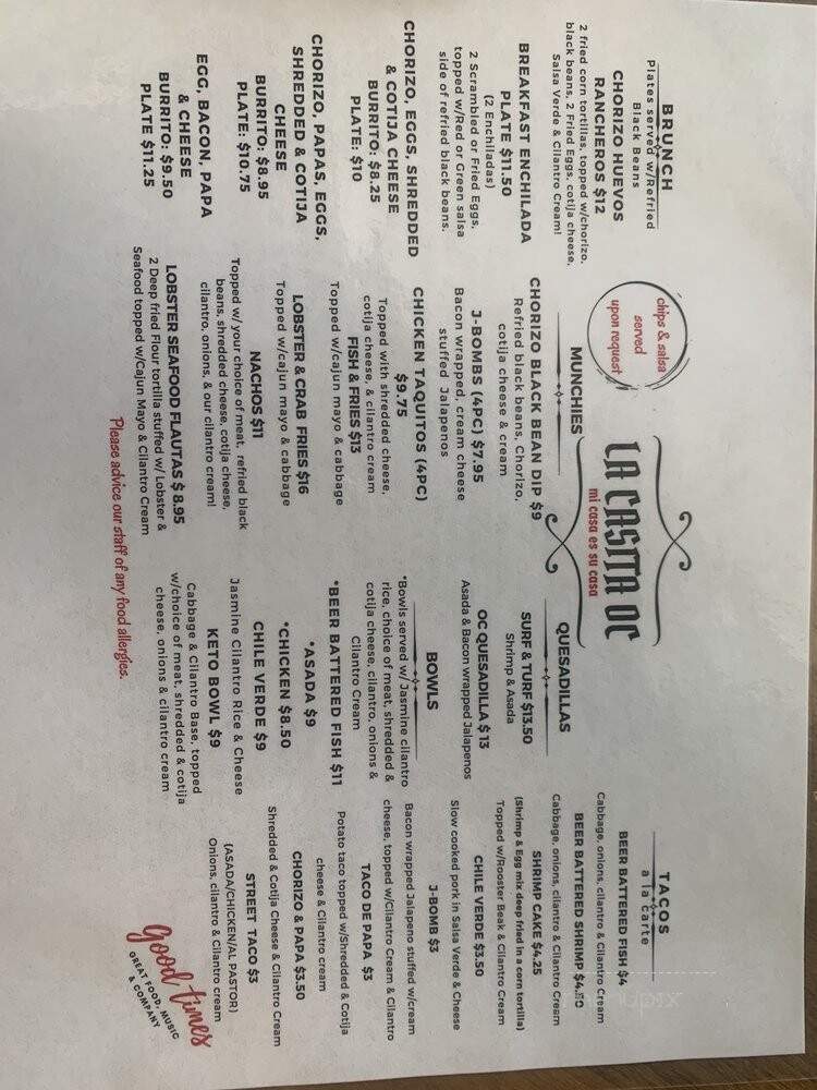 La Casita Lc - Orange, CA menu_pic