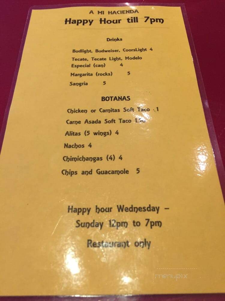 A Mi Hacienda - Pico Rivera, CA menu_pic