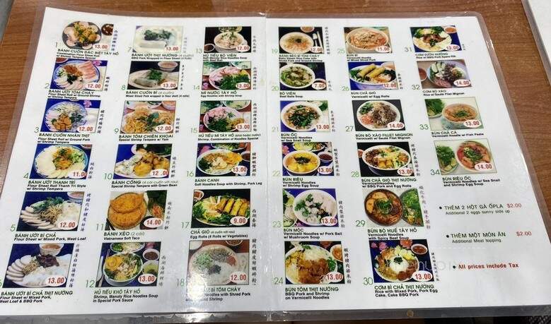 Banh Cuon Tay Ho - Westminster, CA menu_pic