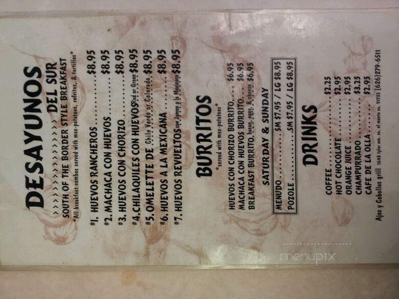 Ajos Y Cebollas Mexican Restaurant - El Monte, CA menu_pic