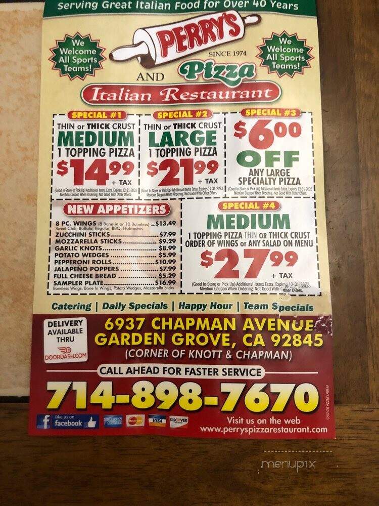 Perry's Pizza & Italian Restaurant - Garden Grove, CA