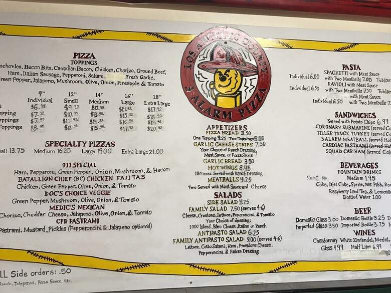 3 Alarm Pizza Dept Hdqrs - Whittier, CA menu_pic