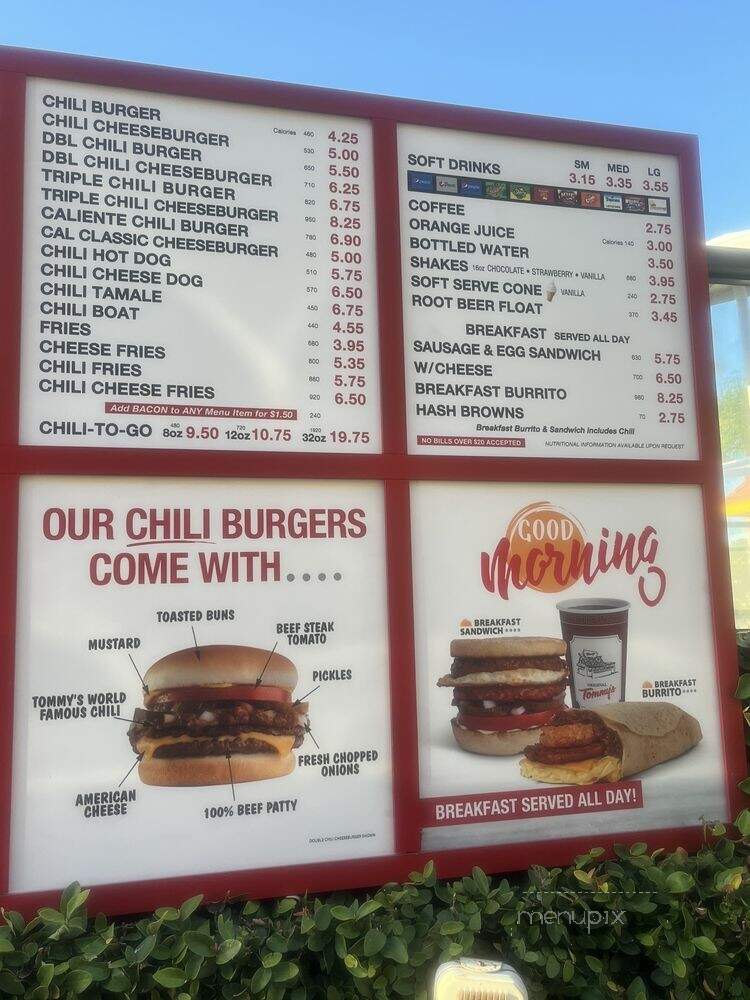 Tommy's Original Hamburgers - Fountain Valley, CA menu_pic