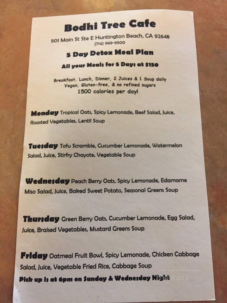 Bodhi Tree Cafe - Huntington Beach, CA menu_pic