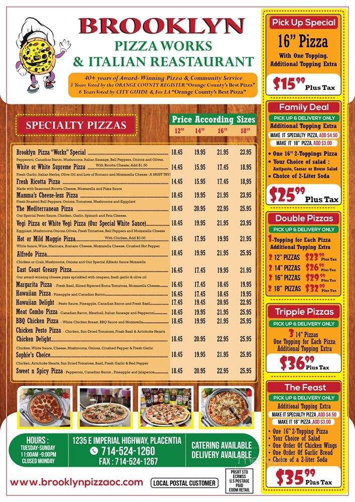 Brooklyn Pizza Works - Placentia, CA