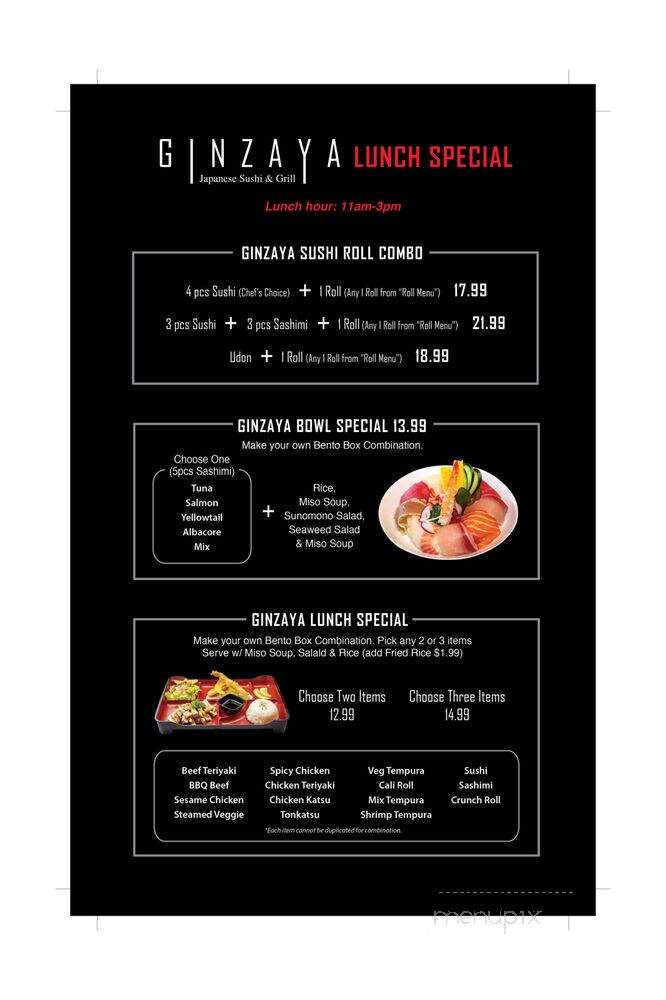 Ginzaya - La Mirada, CA menu_pic