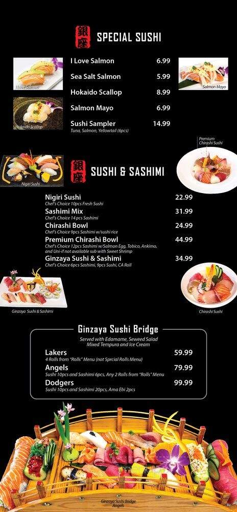 Ginzaya - La Mirada, CA menu_pic