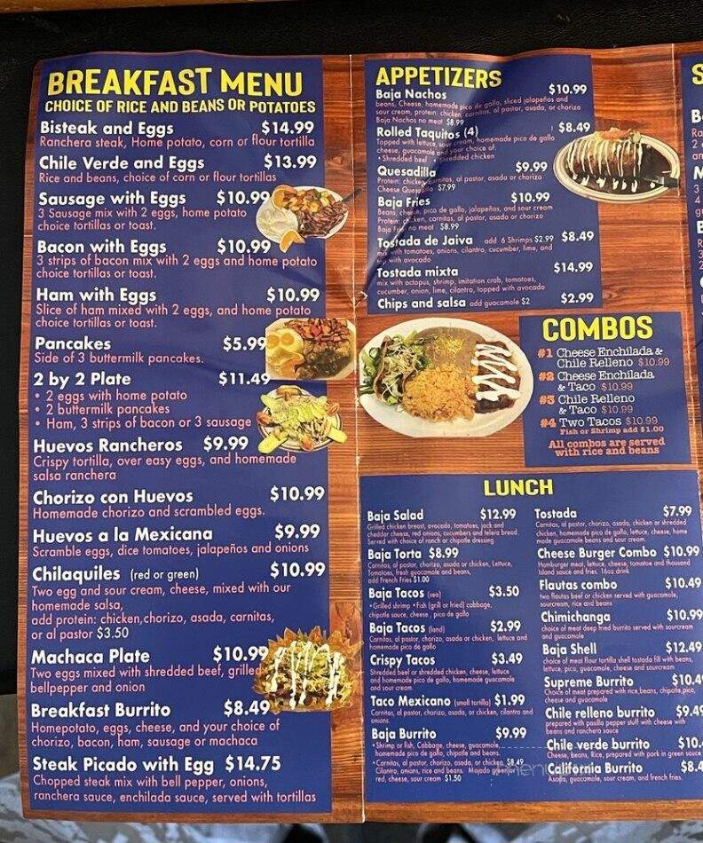 Baja California Mexican Grille - Anaheim, CA menu_pic
