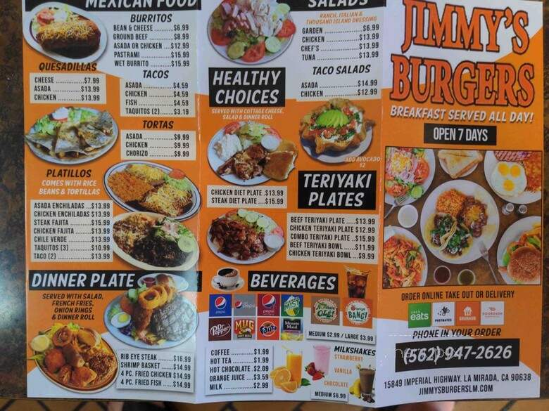 Jimmy's Burgers - La Mirada, CA menu_pic
