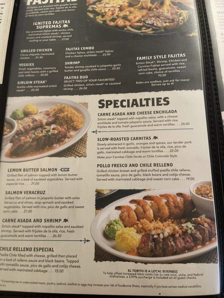 El Torito Mexican Grill - Westminster, CA menu_pic