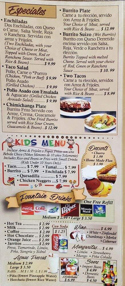 El Pueblito Mexican Restaurant - Placentia, CA menu_pic