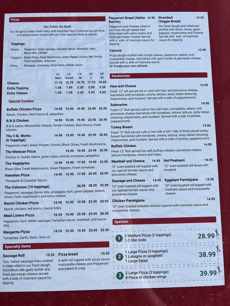 Pizza Store - Placentia, CA menu_pic
