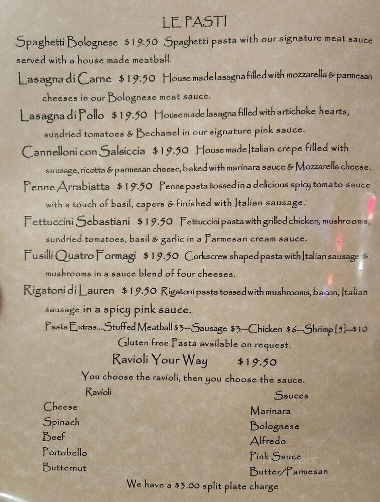 Sebastiani's Italian Bistro - Westminster, CA menu_pic