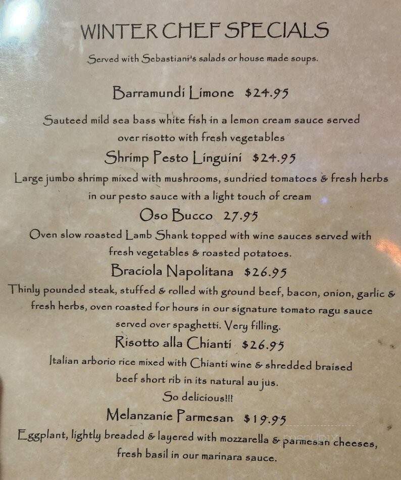 Sebastiani's Italian Bistro - Westminster, CA menu_pic
