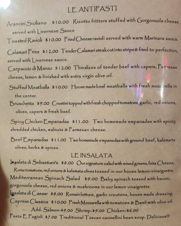 Sebastiani's Italian Bistro - Westminster, CA menu_pic
