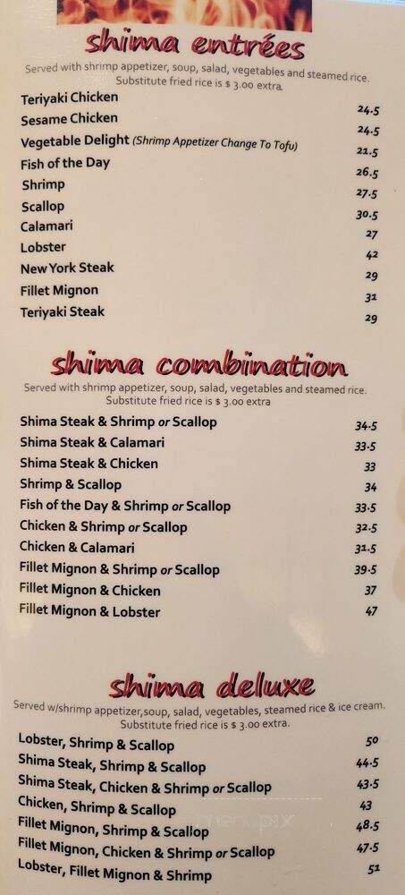 Shima Restaurant - Huntington Beach, CA menu_pic