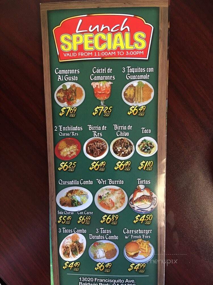 Marascostony Restaurant - Baldwin Park, CA menu_pic