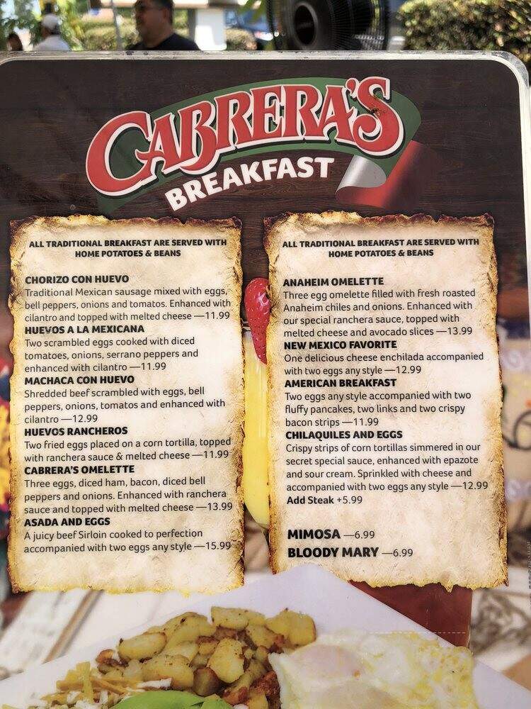 Cabreras Mexican Cuisine - Duarte, CA menu_pic