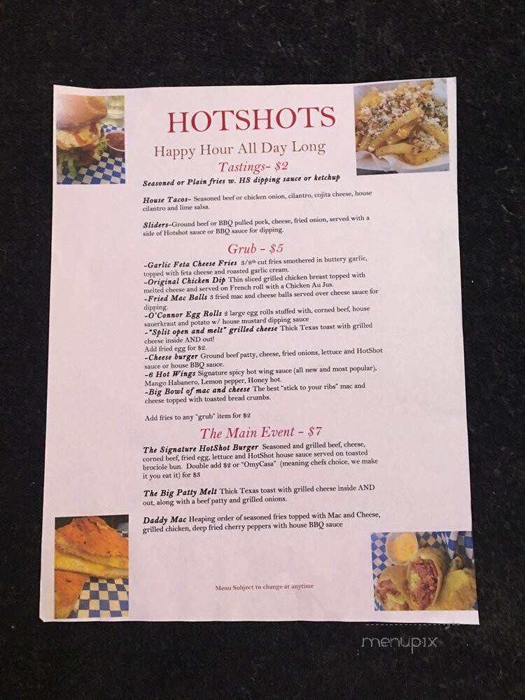 Hot Shots Sports Bar & Grill - La Habra, CA menu_pic
