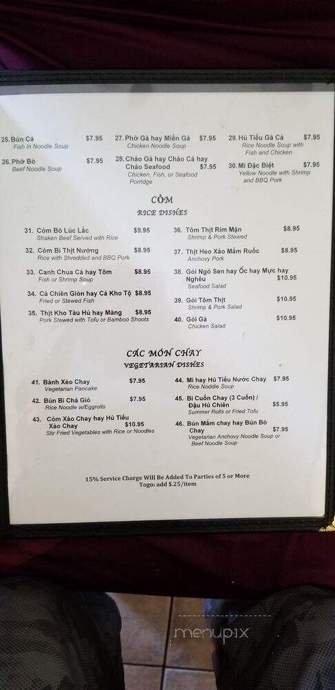 Cay Dua Restaurant - Santa Ana, CA menu_pic