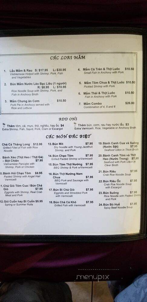 Cay Dua Restaurant - Santa Ana, CA menu_pic
