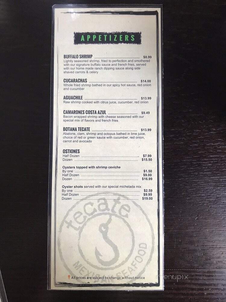 Tecate Baja Seafood - La Puente, CA menu_pic