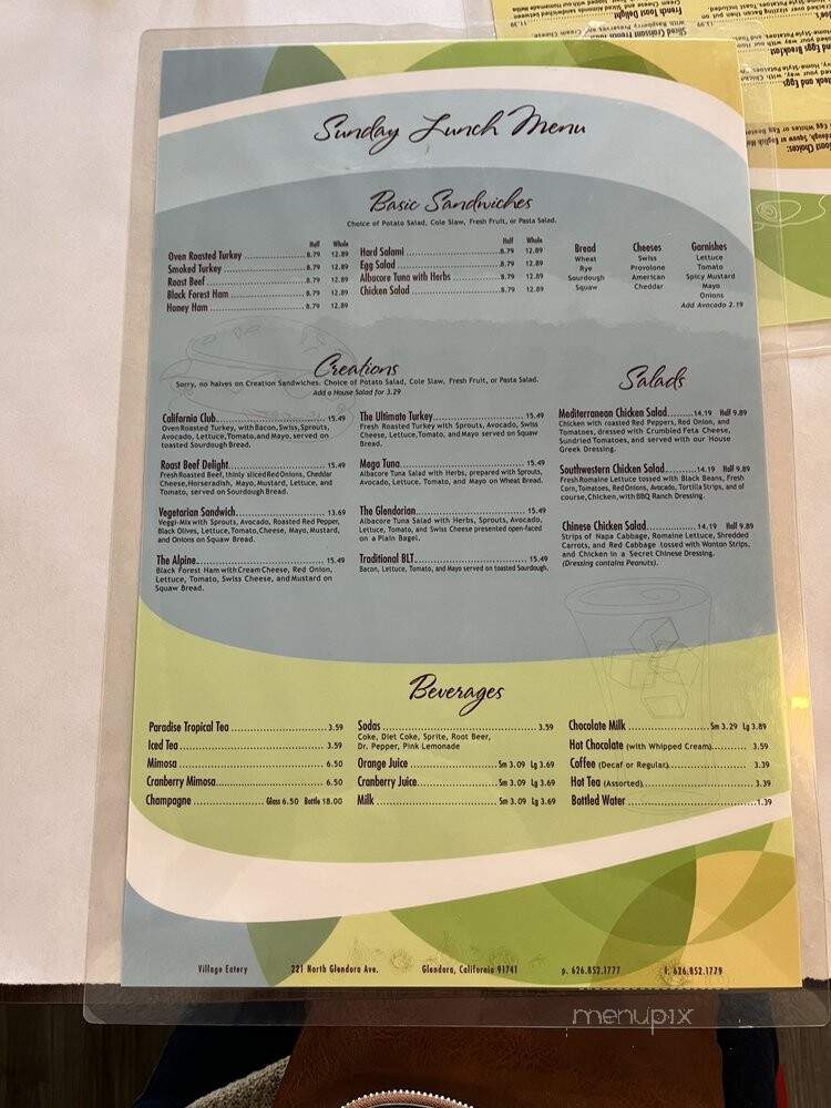 Village Eatery - Glendora, CA menu_pic