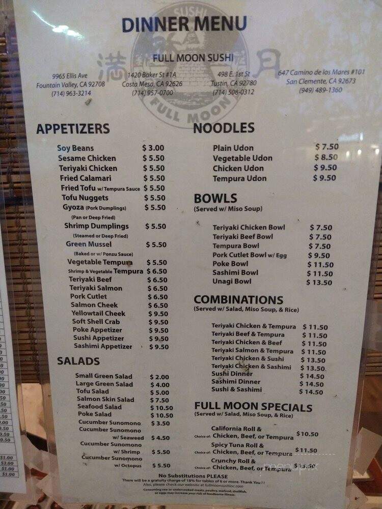 Full Moon Restaurant - Fountain Valley, CA menu_pic