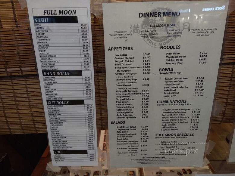 Full Moon Restaurant - Fountain Valley, CA menu_pic