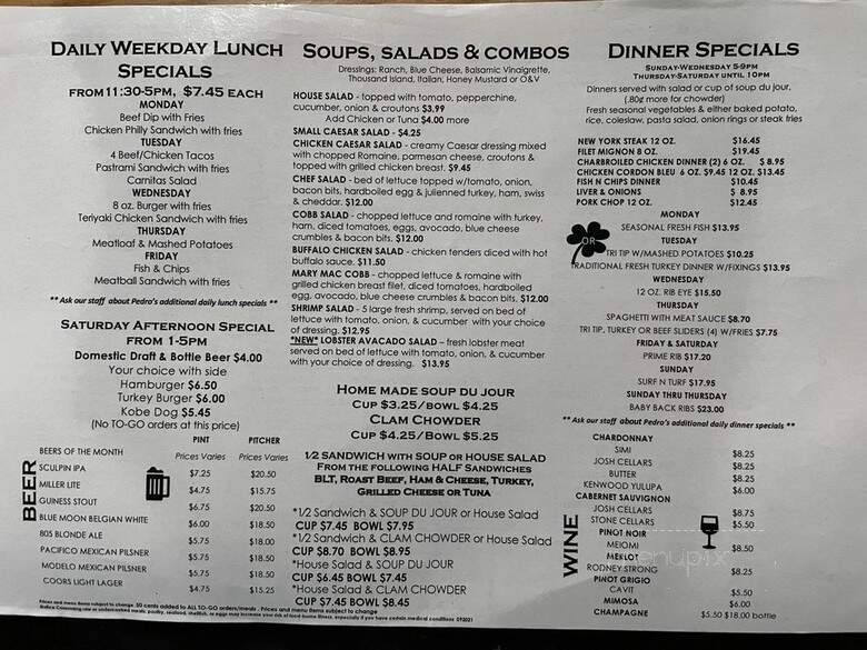 O'Connel's Sports Pub & Grill - Huntington Beach, CA menu_pic