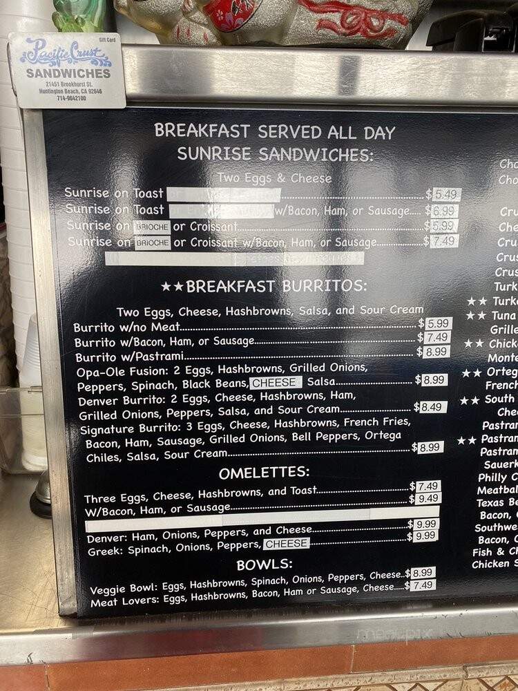 Pacific Crust Sandwiches - Huntington Beach, CA menu_pic