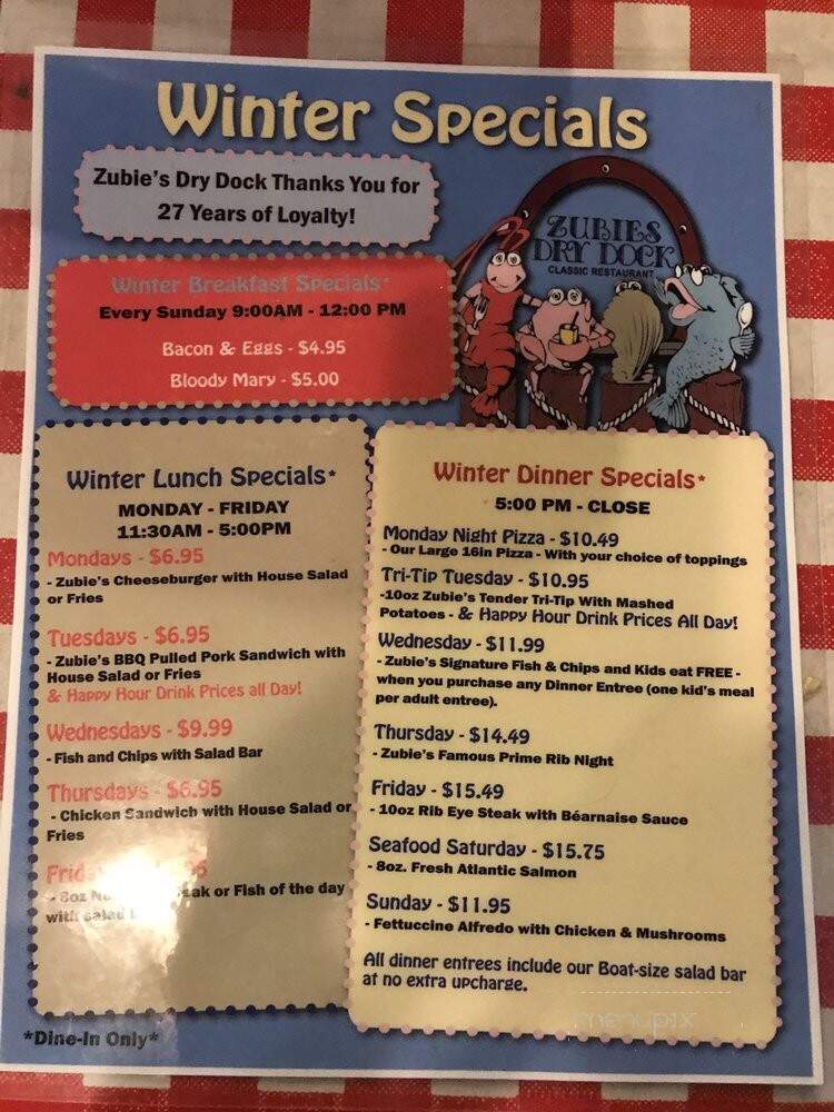 Zubies Dry Dock - Huntington Beach, CA menu_pic