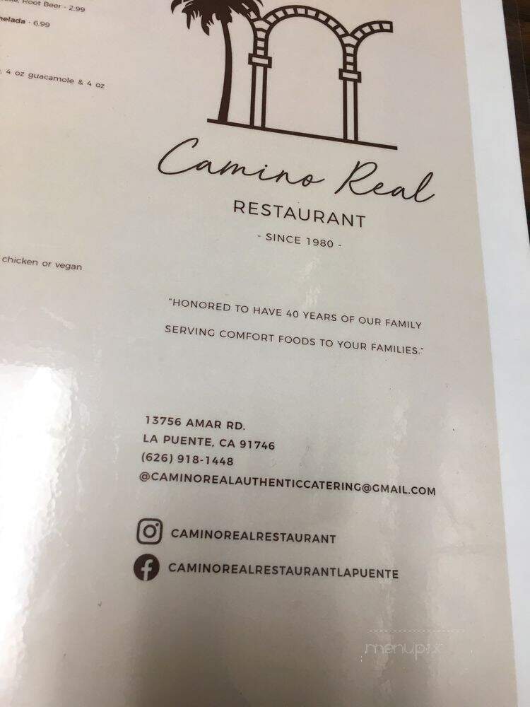 Camino Real Restaurant - La Puente, CA menu_pic